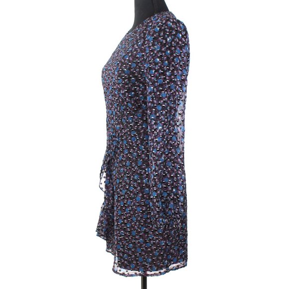 Maje Revano Long Sleeve Floral Black Silver Metallic Printed Mini Dress NEW 2 - Picture 5 of 9